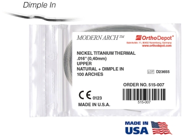 Nickel-Titan thermoaktiv, Natural, RUND, Dimple In