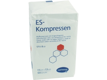 ES-Kompresse 7,5x7,5cm unster. 8f 100St