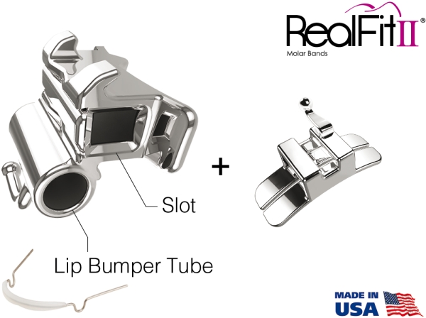RealFit™ II snap - Intro-Kit, UK, Zweifach-Kombination inkl. Lip Bumper-Tube + lin. Schloß (Zahn 46, 36) MBT* .022"